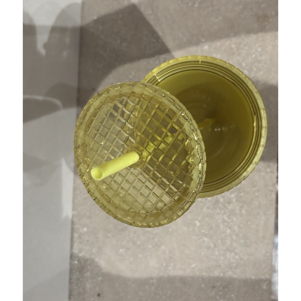 NEW Starbucks 24 oz Meadow Yellow Soft Touch Grid Tumbler Cold Cup‎ Coffee - Picture 3 of 4